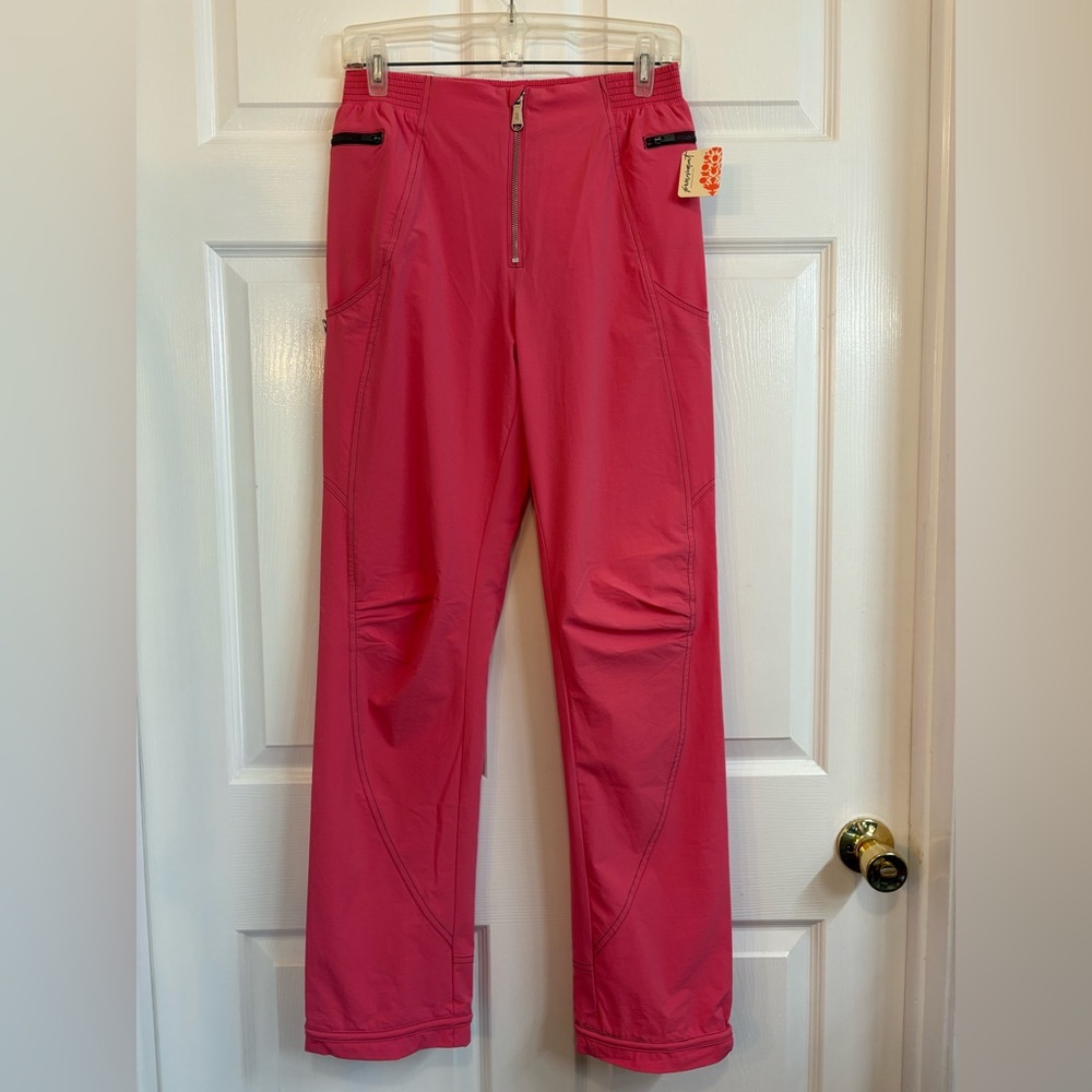 Free People Cascade Straight Leg Pants in Electric Peony Hiking